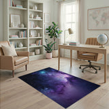 ODIKA Purple Galaxy Washable Rug - Cosmic Nebula Low Pile Non-Slip Area Rug