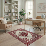 Ornate Red Floral Medallion Area Rug