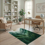 Emerald Misty Mountains Forest Area Rug