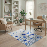 Whimsical Blue Cornflower Star Meadow Rug