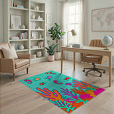 Playful Seahorse Fish Coral Ocean Area Rug