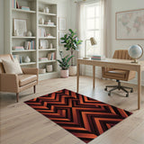 Bold Orange Chevron Geometric Area Rug