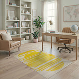 Bold Yellow Arcs Geometric Area Rug