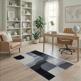 Geometric Modern Abstract Black White Geometric Area Rug
