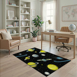 Galactic Yellow Planets Saturn Area Rug
