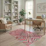 Geometric Modern Red Bold Red Geometric Diamond Area Rug