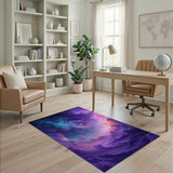 Purple Cosmic Nebula Swirl Area Rug