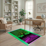 Fractal Tree of Life Area Rug - Neon Green Pink