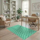 Modern Green Hexagon Honeycomb Area Rug