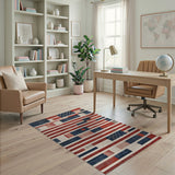 Red Distressed American Flag Area Rug