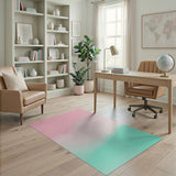 Wavy Pink to Teal Gradient Abstract Area Rug