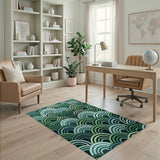 Emerald Green Emerald Wave Abstract Area Rug