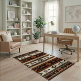 Brown and Tan Southwestern Southwestern Geometric Brown Tan Area Rug