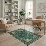 Green Teal Green Traditional Persian Area Rug