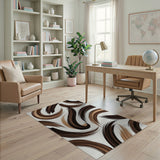 Sweeping Brown Brushstroke Abstract Area Rug