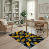 Yellow Modern Yellow Grey Geometric Area Rug