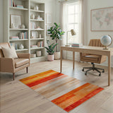 Geometric Modern Vibrant Orange Horizontal Stripe Area Rug