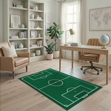 Geometric Modern Green Soccer Field Area Rug