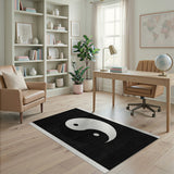 Geometric Modern Yin Yang Black White Area Rug