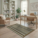 Bold Black White Tribal Striped Area Rug