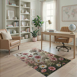 Pink Cosmos Daisy Wildflower Area Rug