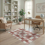 Blush Beige Checkered Area Rug
