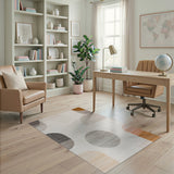 Beige and Neutral Modern Geometric Abstract Area Rug
