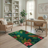 Verdant Jungle Hibiscus Area Rug