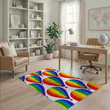 Rainbow Hot Air Balloon Washable Area Rug