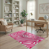 Abstract Area Vibrant Pink Wavy Abstract Area Rug