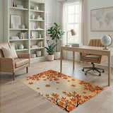 Orange Falling Maple Leaves Area Rug