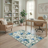 Floral Vintage Blue Hydrangea Floral Vintage Area Rug