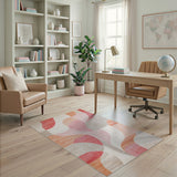 Modern Wavy Geometric Area Rug in Pink Red Orange