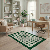 Modern Green Grid Mosaic Area Rug