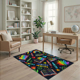Rainbow Books and Crayons Kids Area Rug