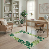 Green Lush Green Leaf Border Area Rug