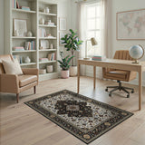 Black Ivory Persian Medallion Area Rug