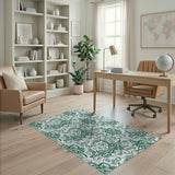 Intricate Green Swirling Floral Area Rug