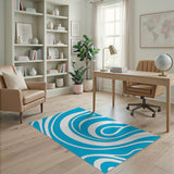 Swirling Blue Waves Abstract Abstract Area Area Rug