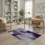 Purple Grey Abstract Geometric Geometric Modern Area Rug