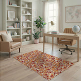 Intricate Orange Floral Swirl Area Rug