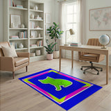 Vibrant Green Cartoon Cat Area Rug