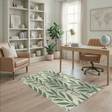 Green Leaf Floral Pattern Area Rug