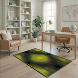 Yellow Sunburst Concentric Geometric Rug
