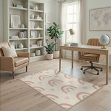 Pink Rainbow Hearts Kids Area Rug