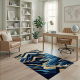 Geometric Blue Teal Coastal Cliffs Rug