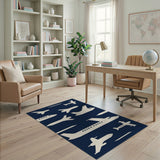 Navy Airplane Silhouettes Area Rug