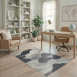 Geometric Grey Mountain Peaks Area Rug