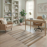 Tan Brown Striped Woven Area Rug