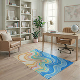 Fluid Wave Multi-Color Abstract Area Rug